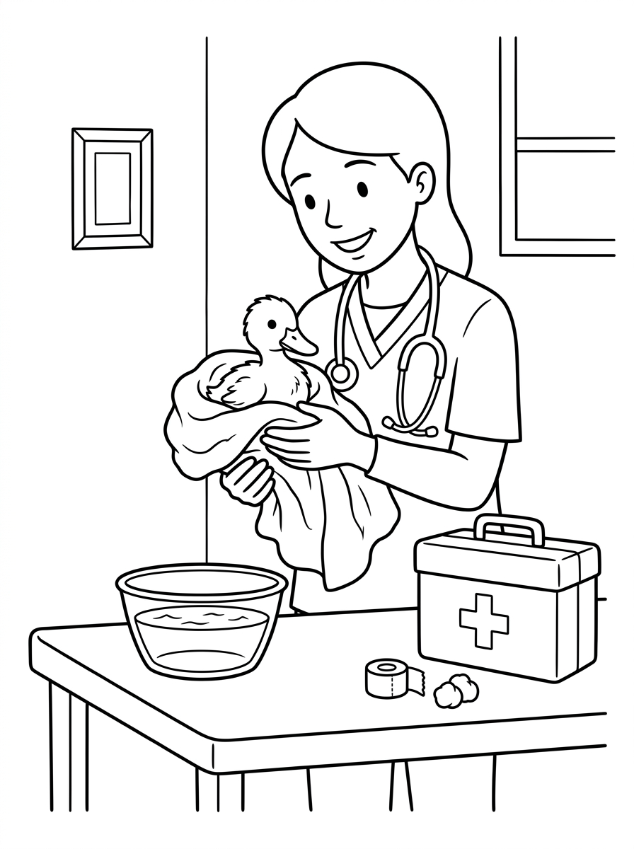 disegni facili di veterinario da colorare
