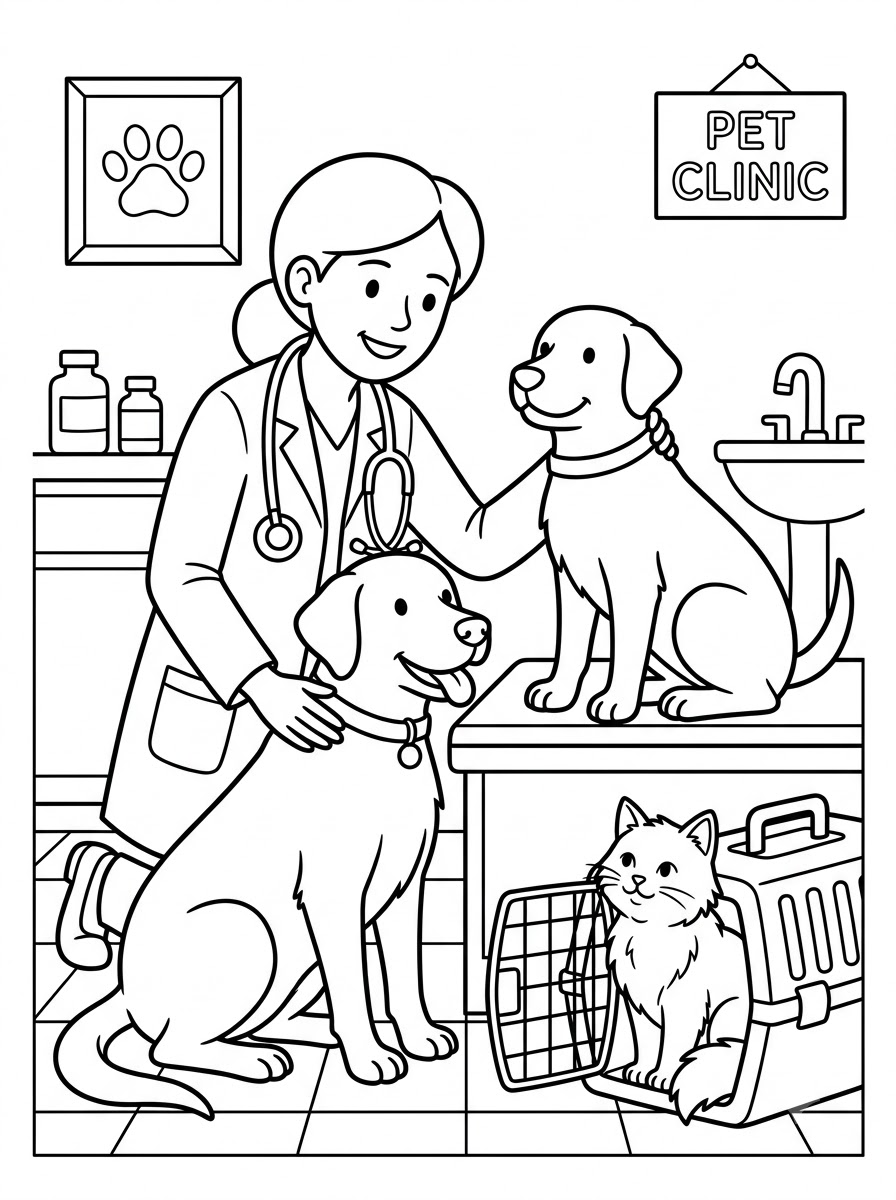 disegni da colorare gratis per bambini di veterinario