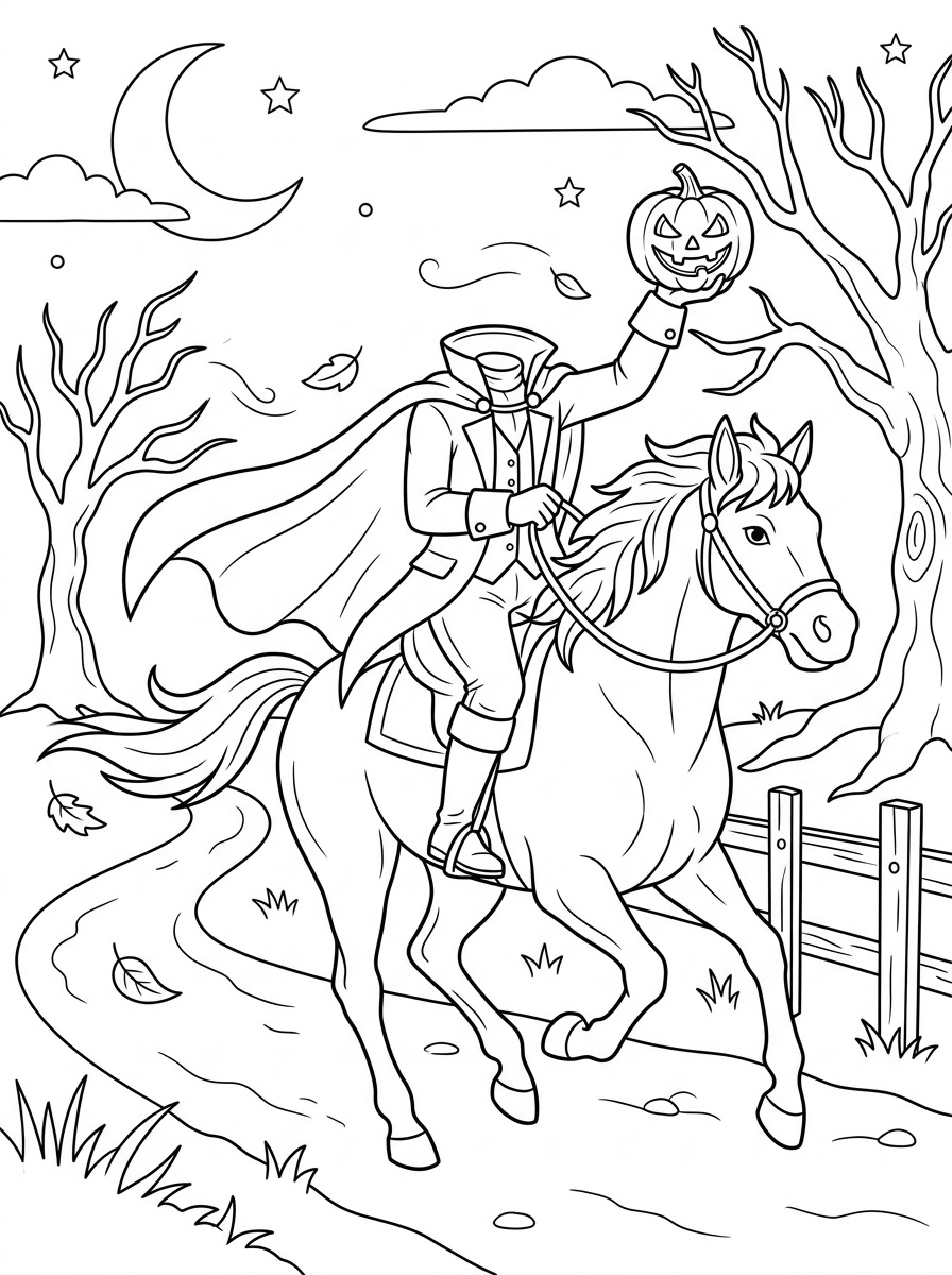 Cavaliere senza testa da colorare e stampare pdf 1