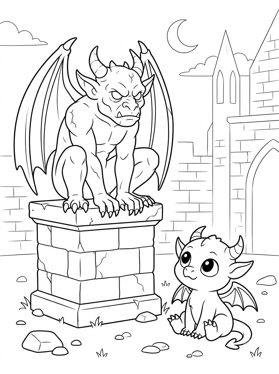 disegno Gargoyle da colorare per bambini 1