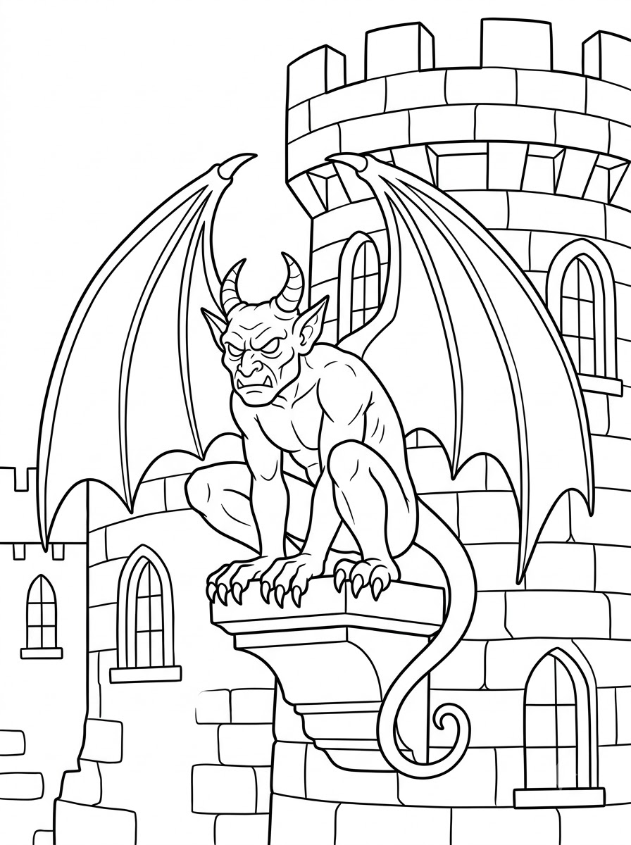 Gargoyle da stampare e colorare per bambini