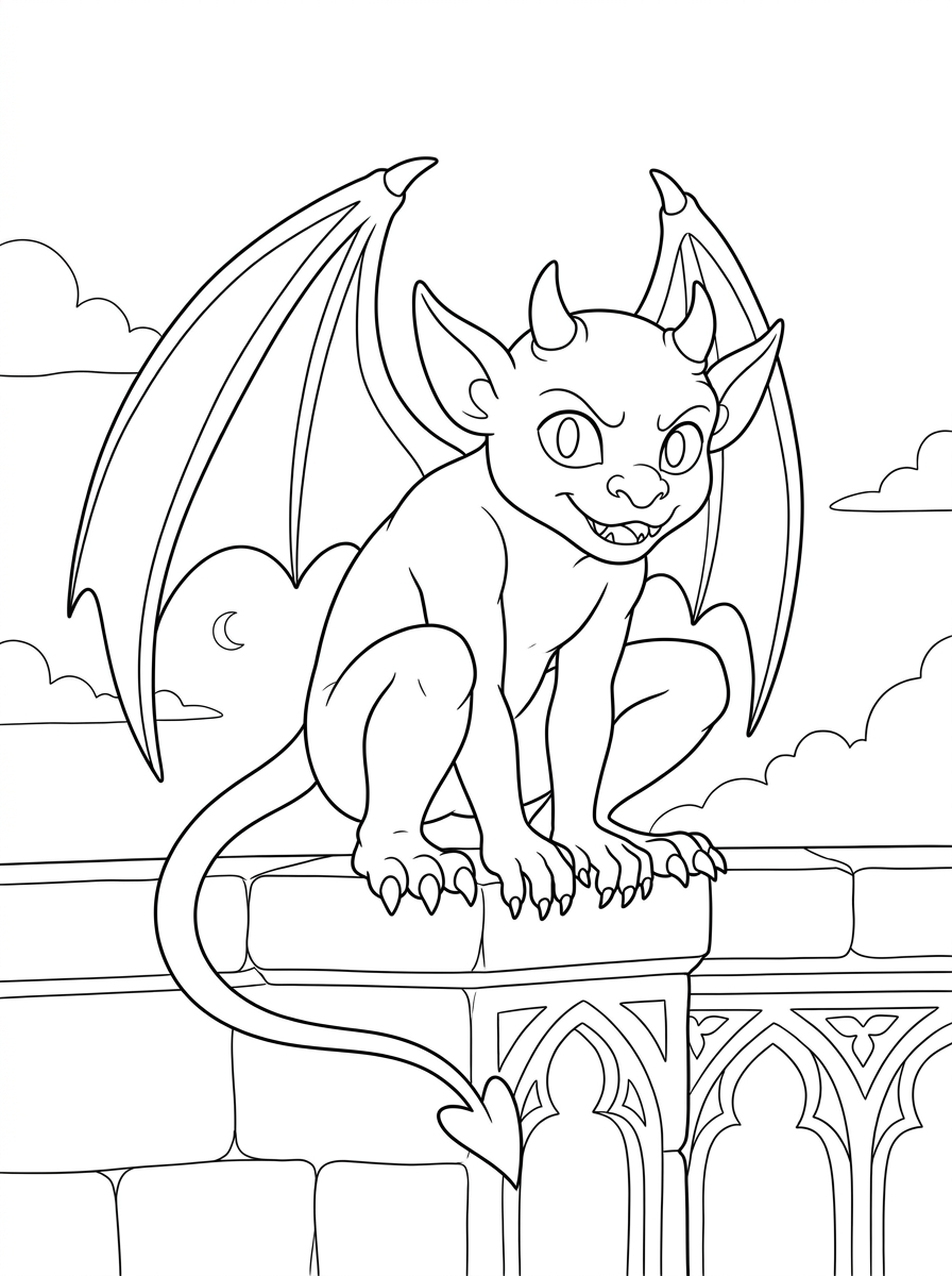 disegni facili di Gargoyle da colorare 1