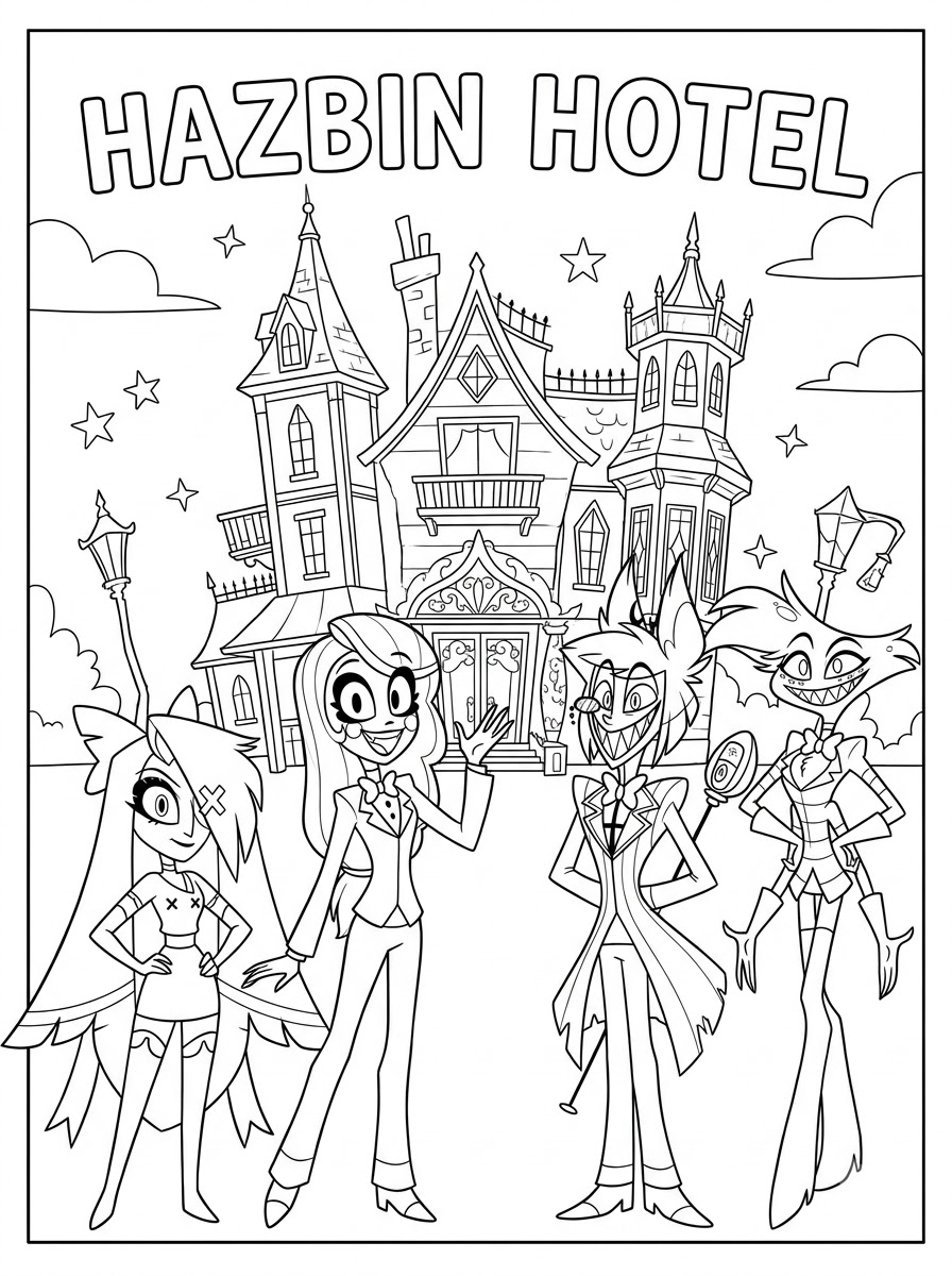 pdf stampare Hazbin Hotel da colorare
