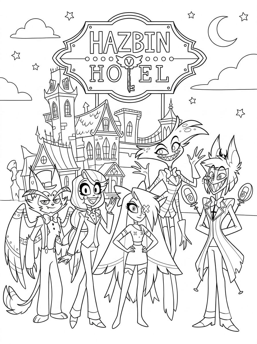 disegno Hazbin Hotel da colorare per bambini