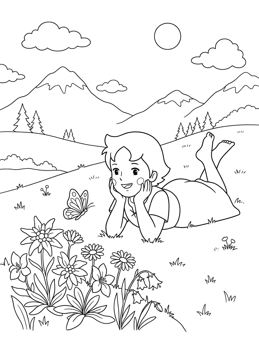 disegno Heidi da colorare per bambini