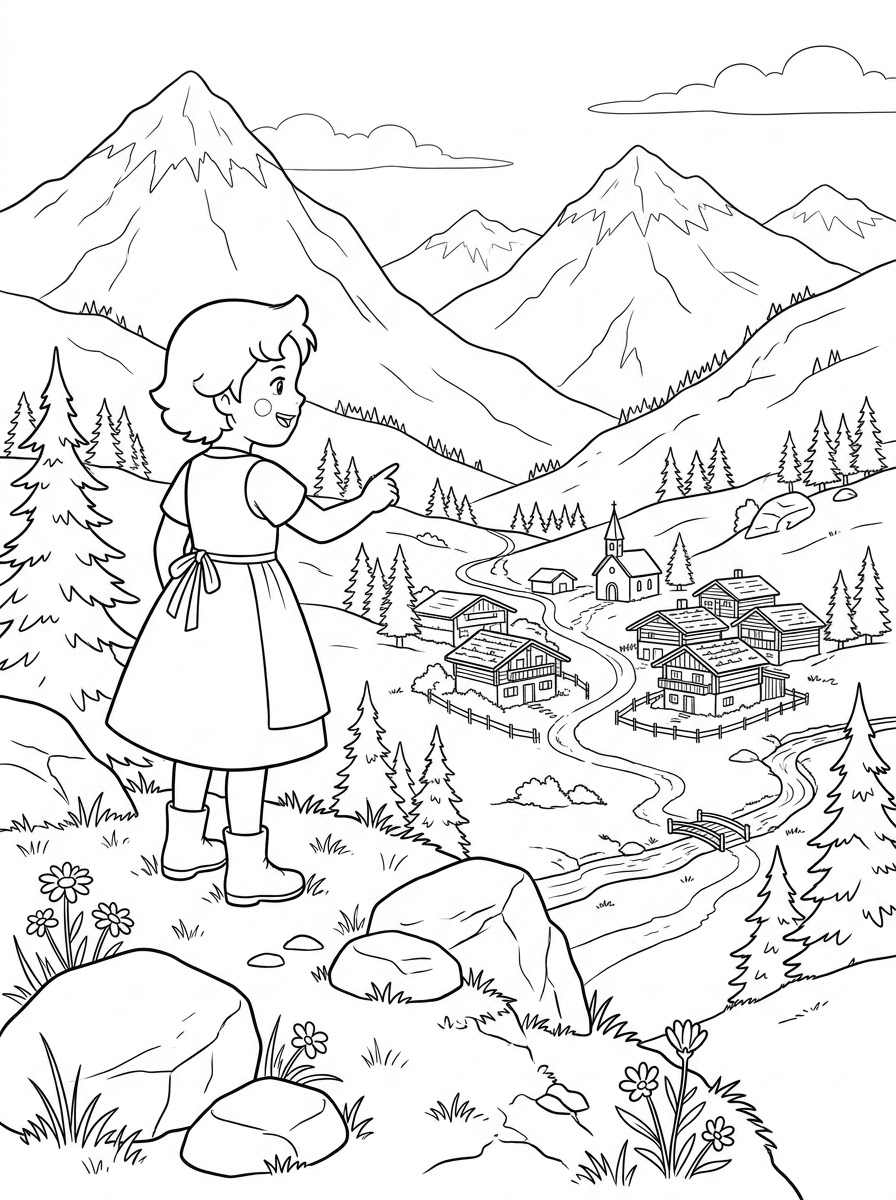 Heidi da colorare pdf gratis