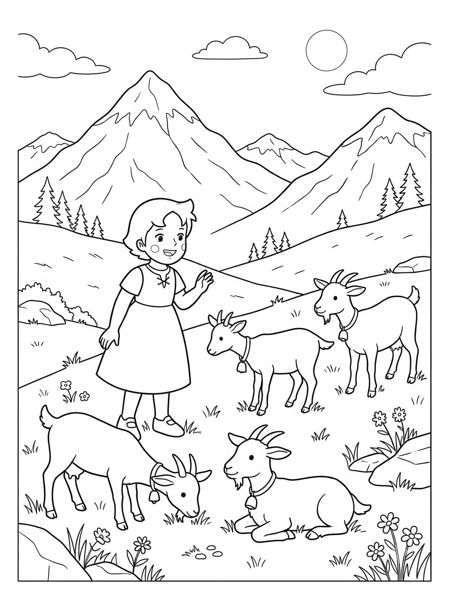 pdf stampare Heidi da colorare