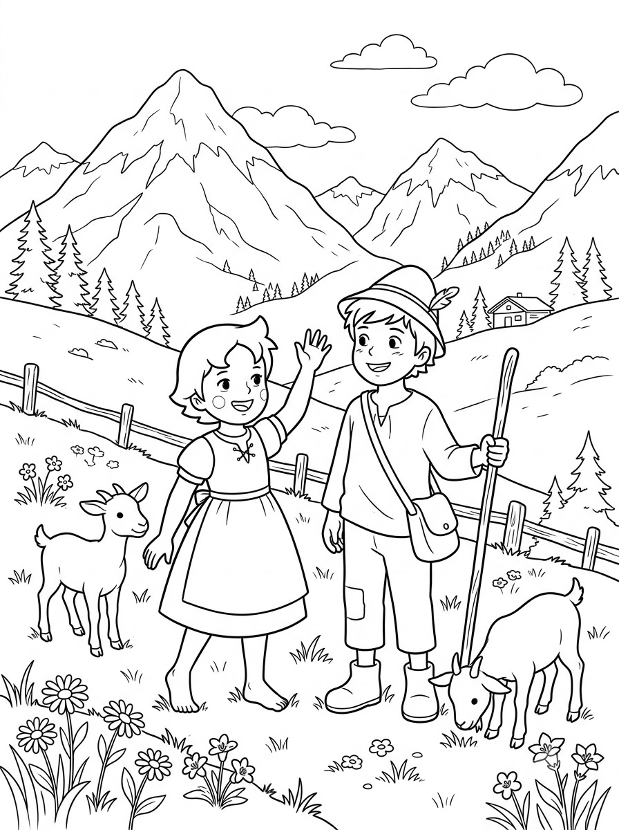 Heidi da colorare e stampare