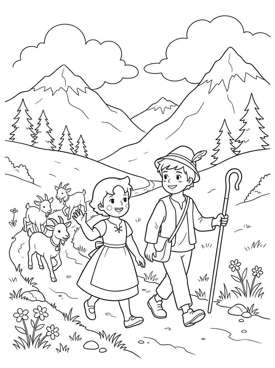Heidi disegno da colorare facile