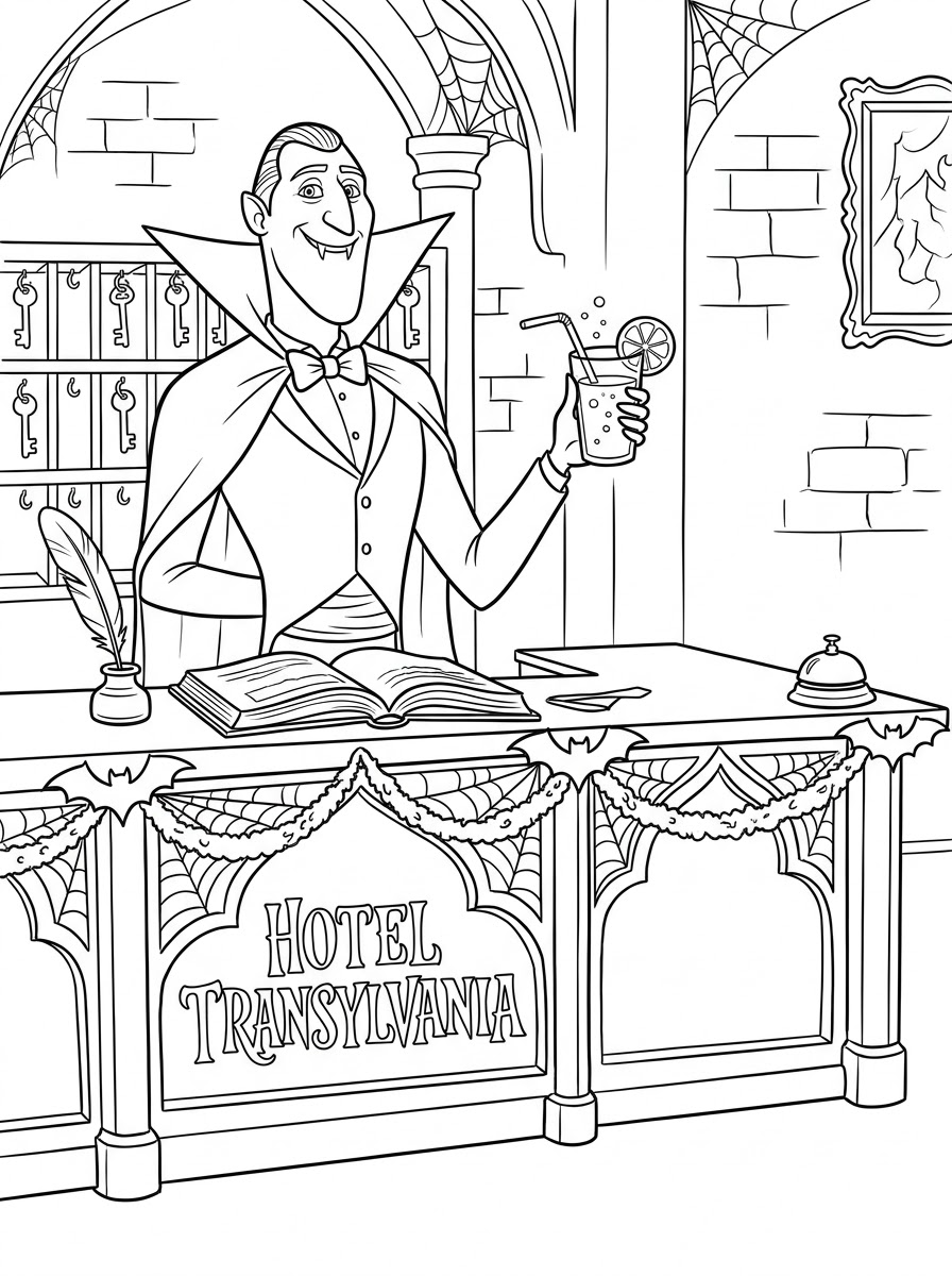 Hotel Transylvania disegno da colorare facile 1