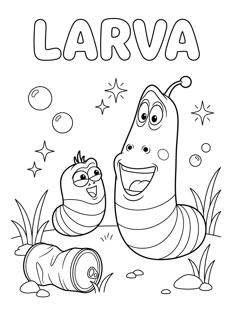 disegni Larva facili da colorare