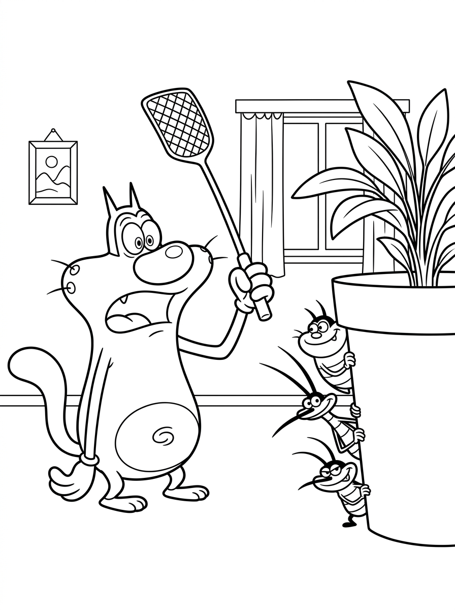 disegni da stampare e colorare Oggy e i maledetti scarafaggi