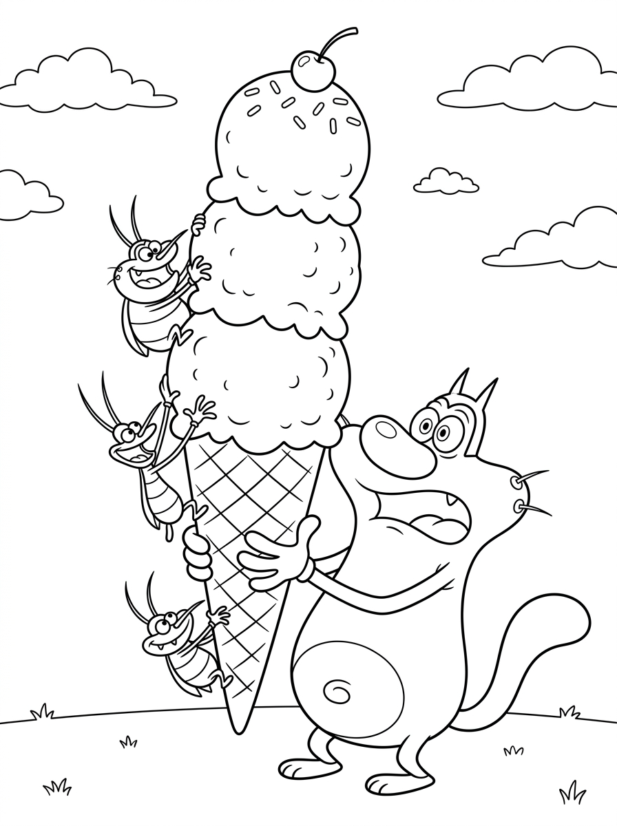 disegni Oggy e i maledetti scarafaggi da colorare