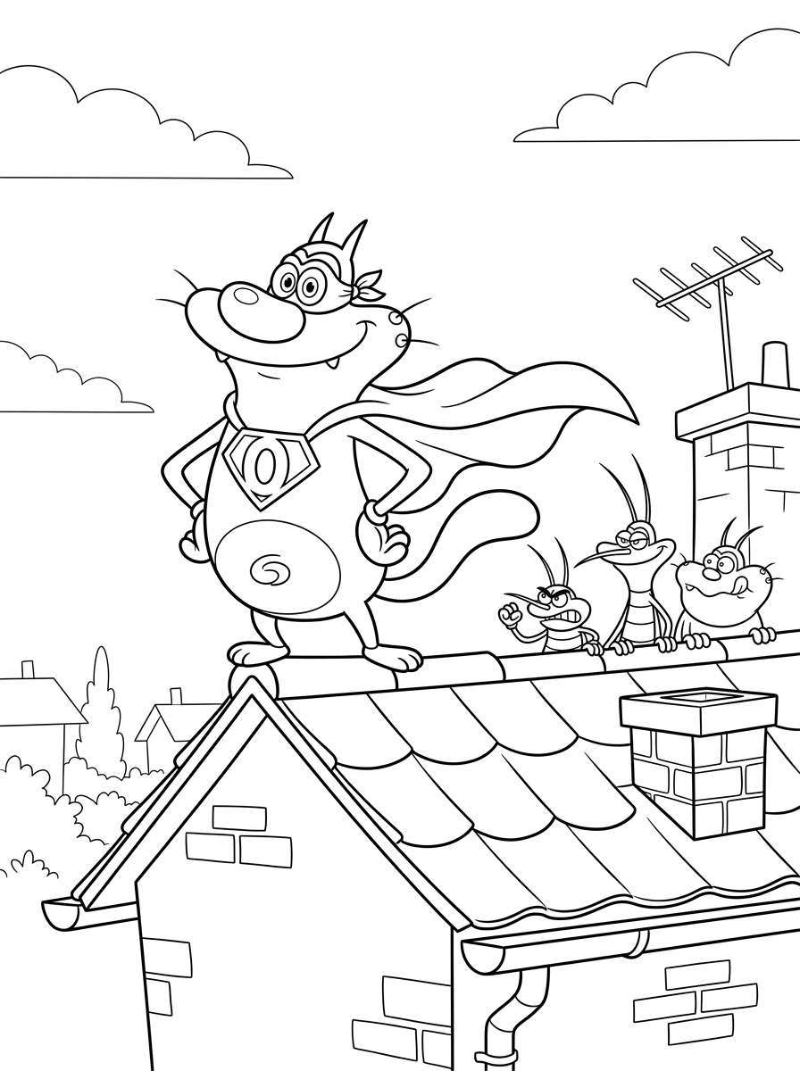 disegni Oggy e i maledetti scarafaggi facili da colorare