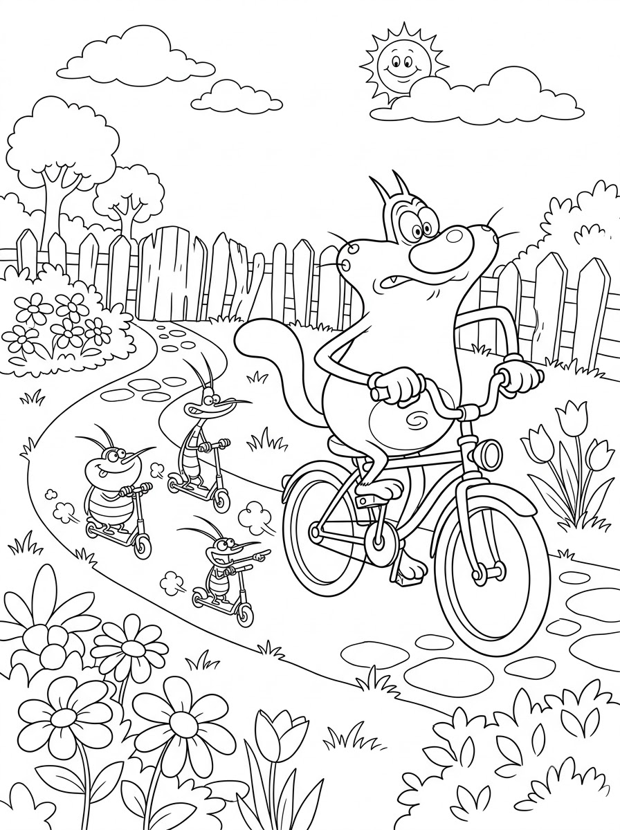pdf stampare Oggy e i maledetti scarafaggi da colorare 1