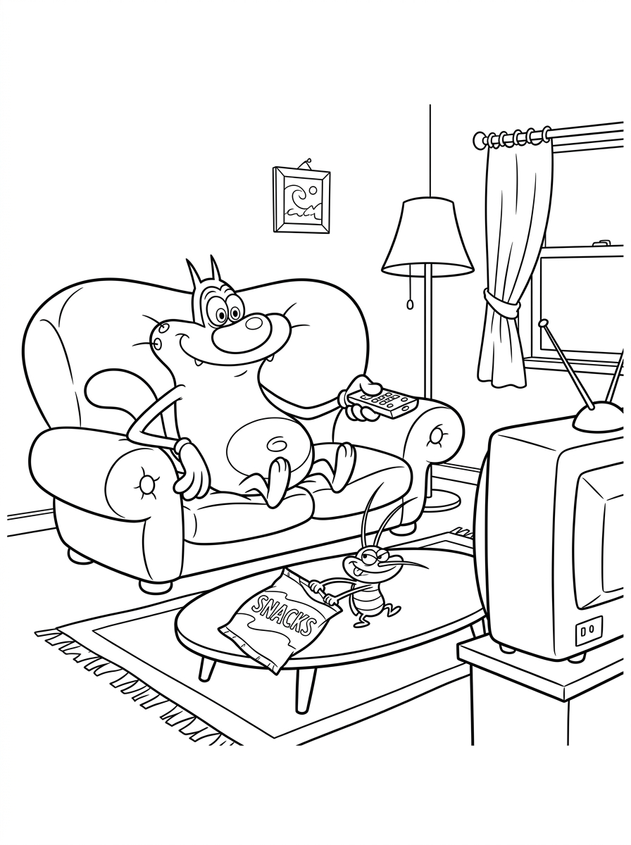disegni da colorare Oggy e i maledetti scarafaggi