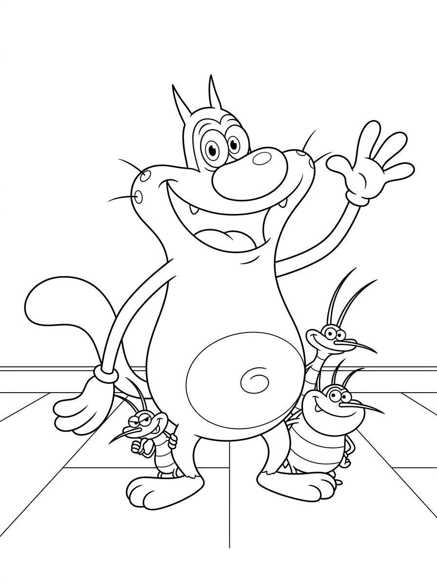 Oggy e i maledetti scarafaggi disegni da colorare per bambini maschi 1