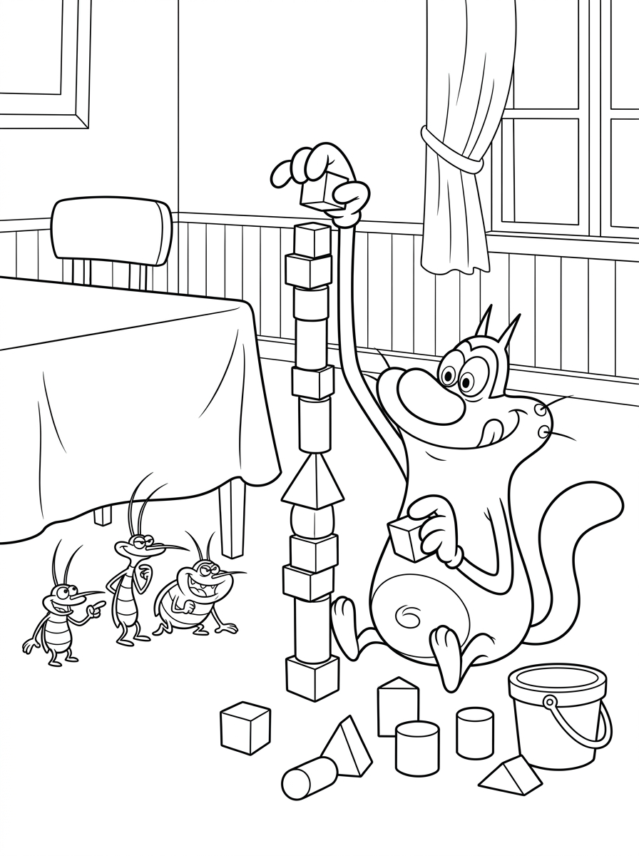 disegno Oggy e i maledetti scarafaggi da colorare
