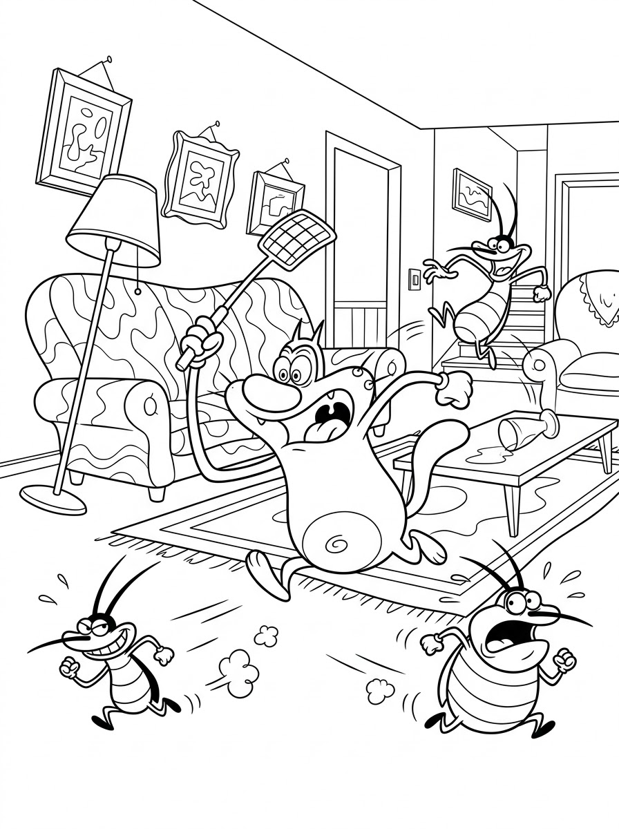 disegni Oggy e i maledetti scarafaggi da colorare pdf