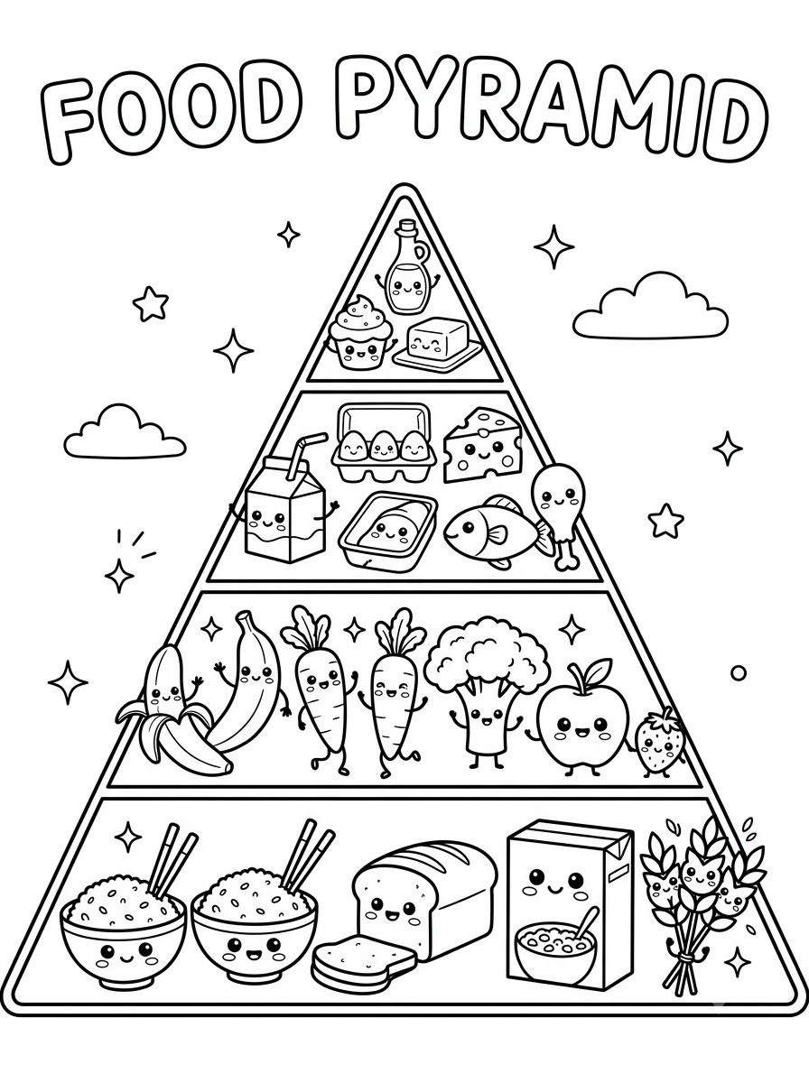 disegni Piramide Alimentare da colorare e stampare