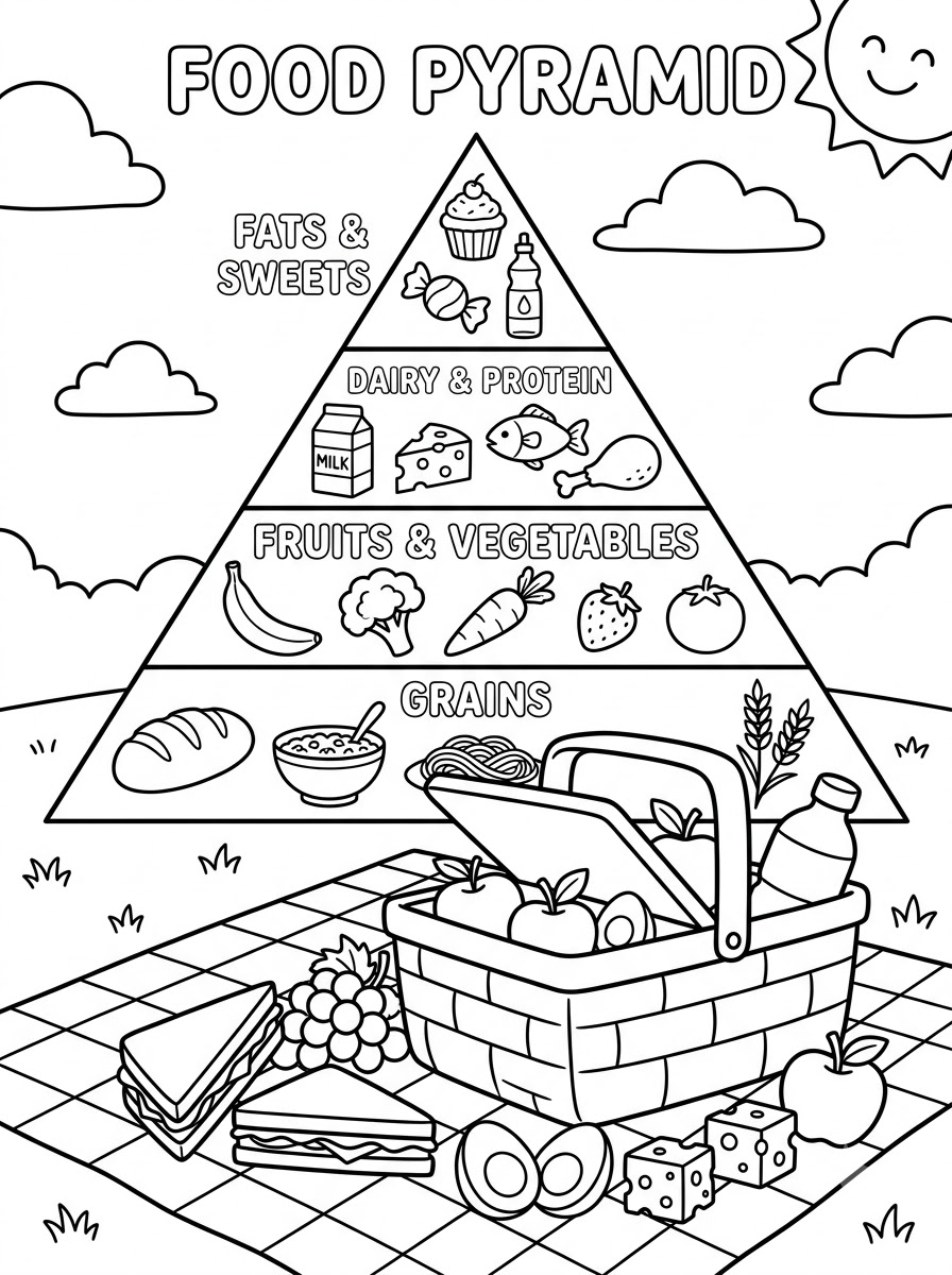 disegni Piramide Alimentare da colorare online