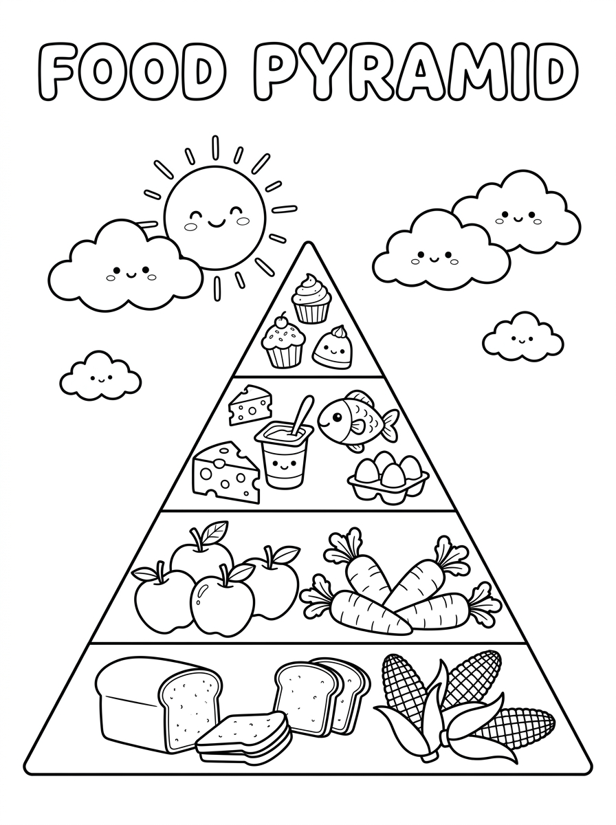 disegni Piramide Alimentare da colorare