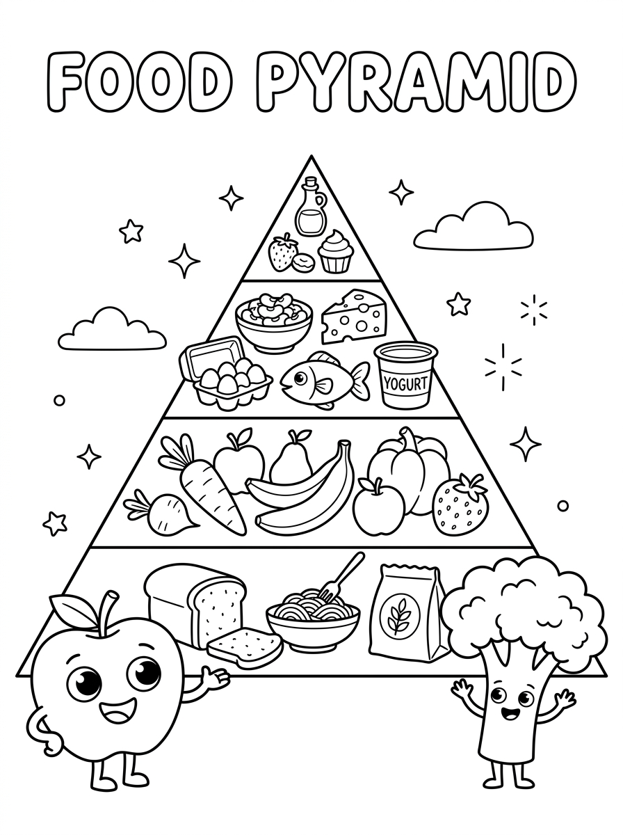 disegno di Piramide Alimentare da stampare e colorare