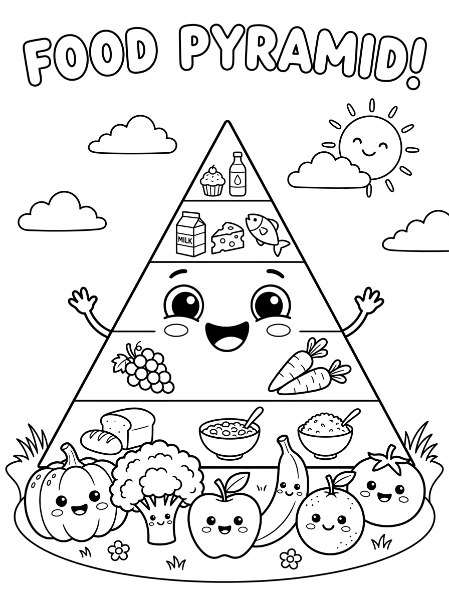 Piramide Alimentare da colorare a4