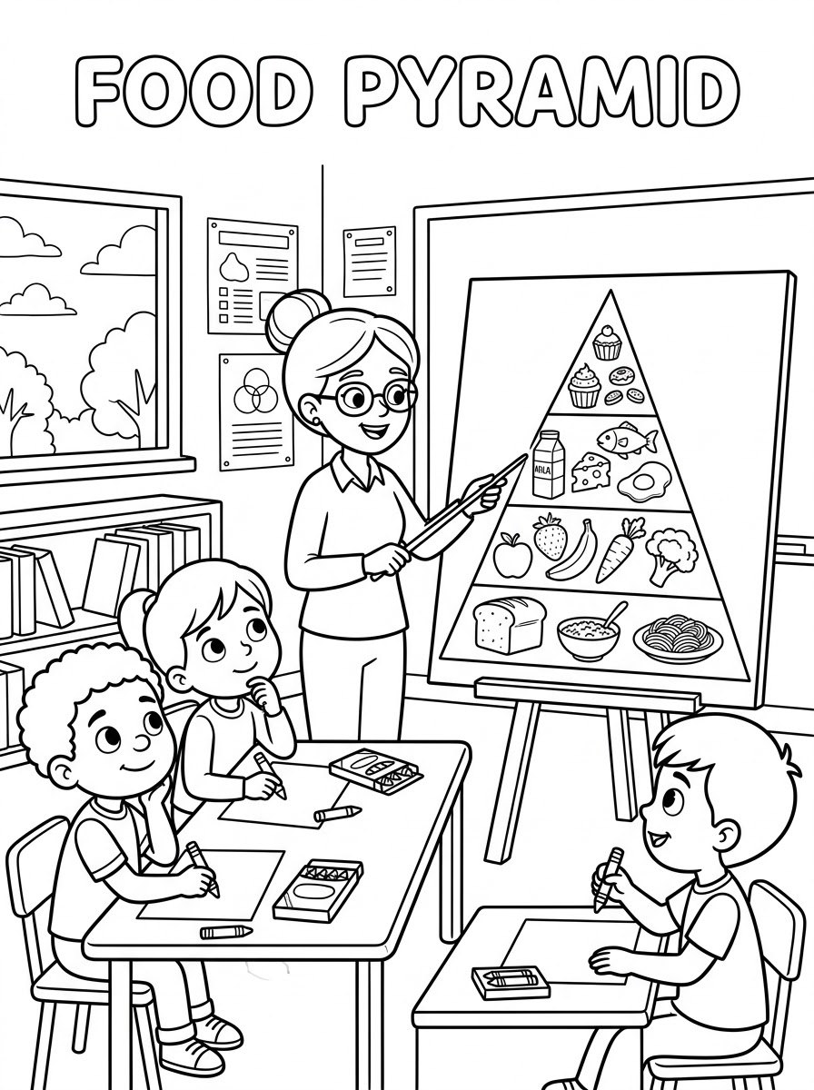 disegni di Piramide Alimentare da colorare per bambini