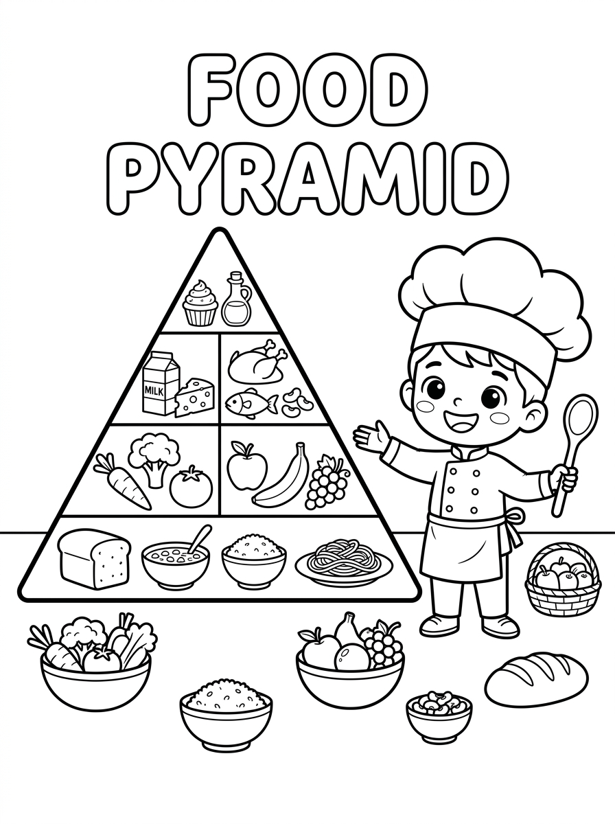 disegno Piramide Alimentare da colorare per bambini