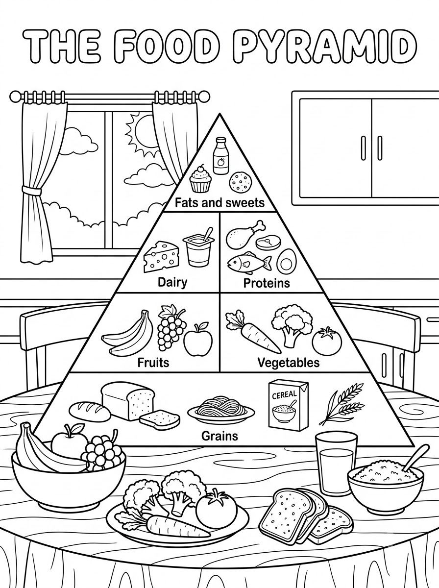 immagine di Piramide Alimentare da colorare
