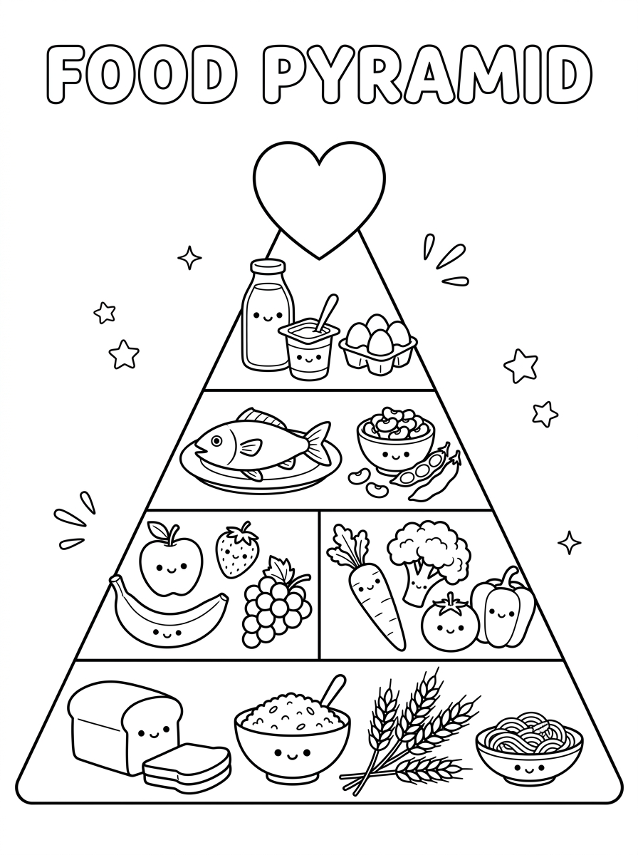 Piramide Alimentare disegno da colorare facile