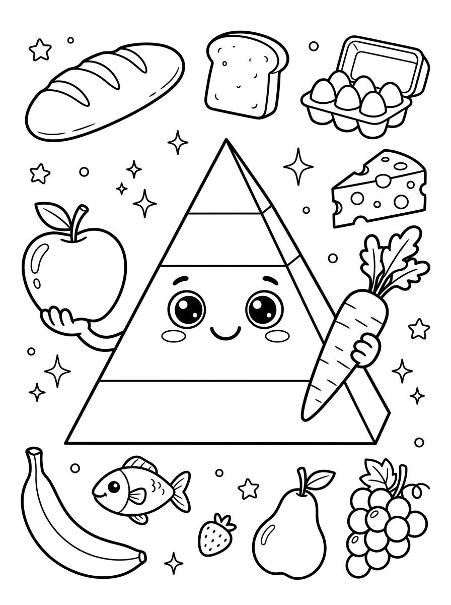 disegno Piramide Alimentare da colorare per bambini 1