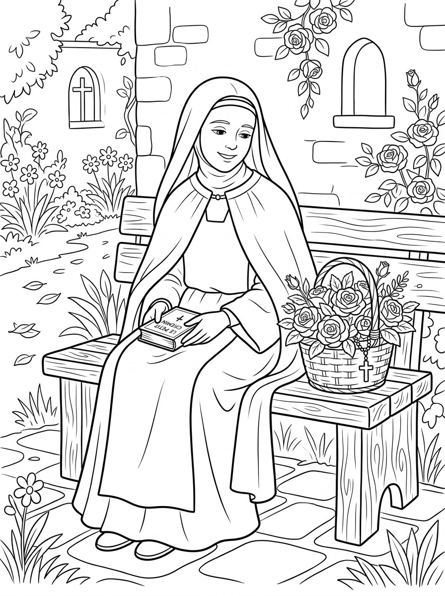 Santa Teresa di Lisieux da colorare e stampare gratis