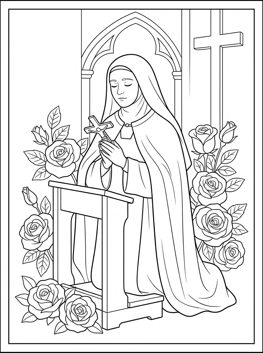 stampe da colorare per bambini Santa Teresa di Lisieux