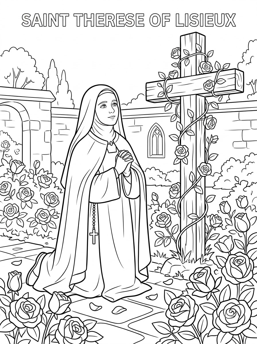 immagine da colorare Santa Teresa di Lisieux 1
