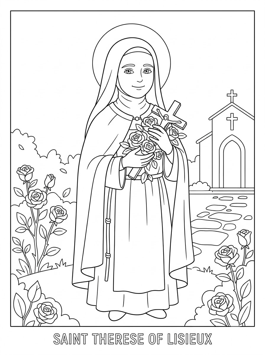 disegni da stampare e colorare Santa Teresa di Lisieux