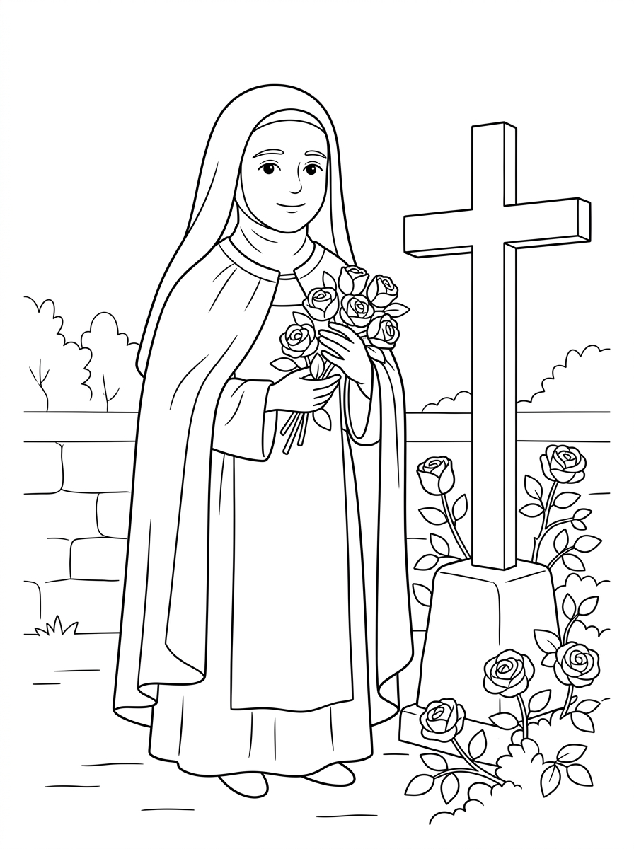 disegni Santa Teresa di Lisieux facili da colorare