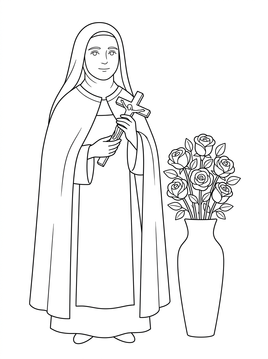 disegni da colorare gratis per bambini di Santa Teresa di Lisieux