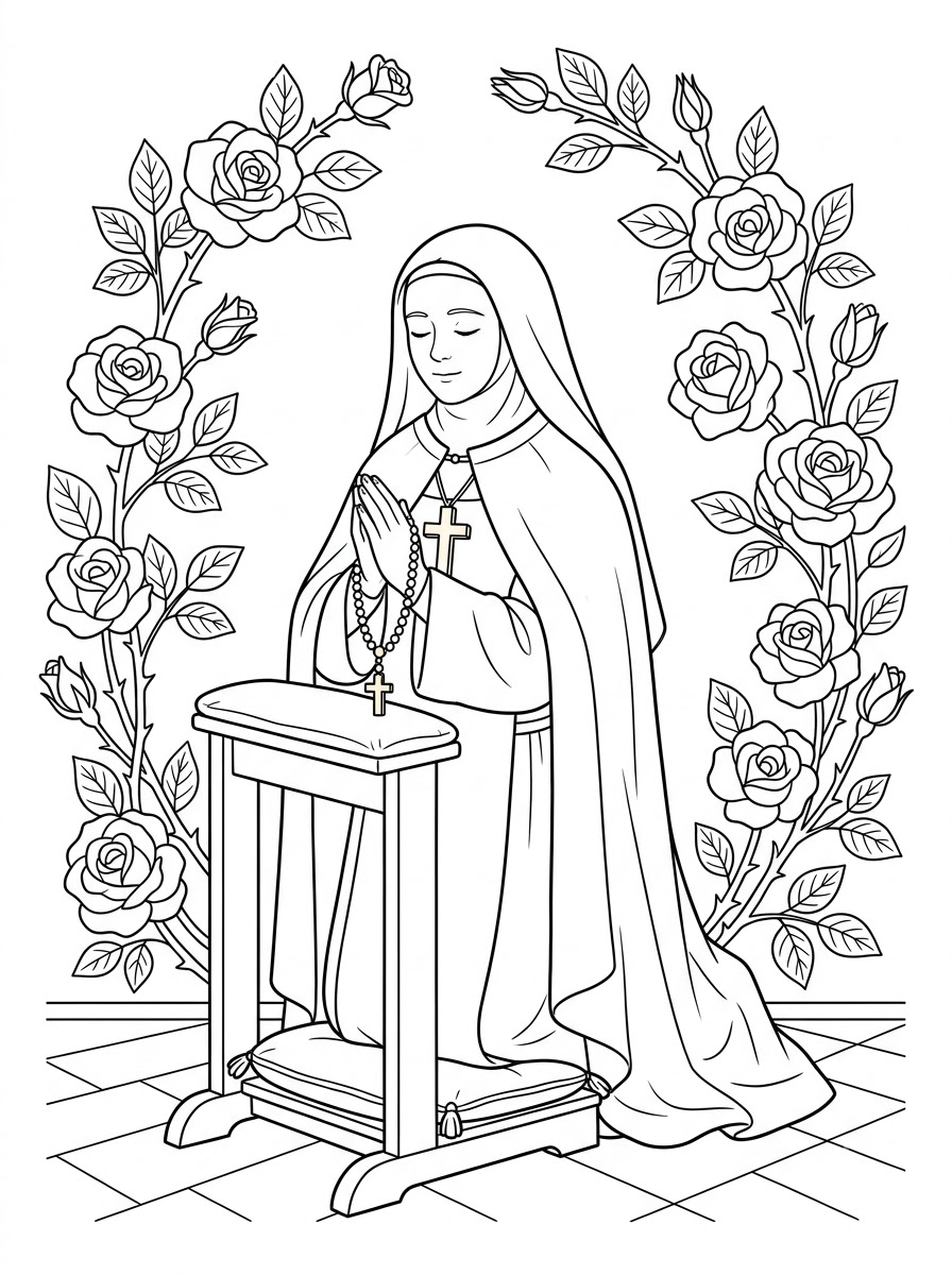 immagine da colorare Santa Teresa di Lisieux
