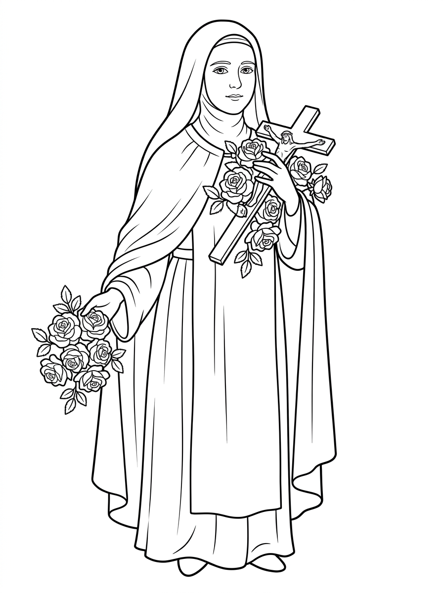 Santa Teresa di Lisieux da colorare e stampare a4