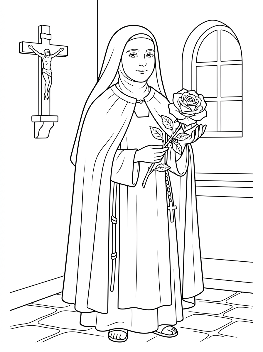 disegni da colorare Santa Teresa di Lisieux da stampare
