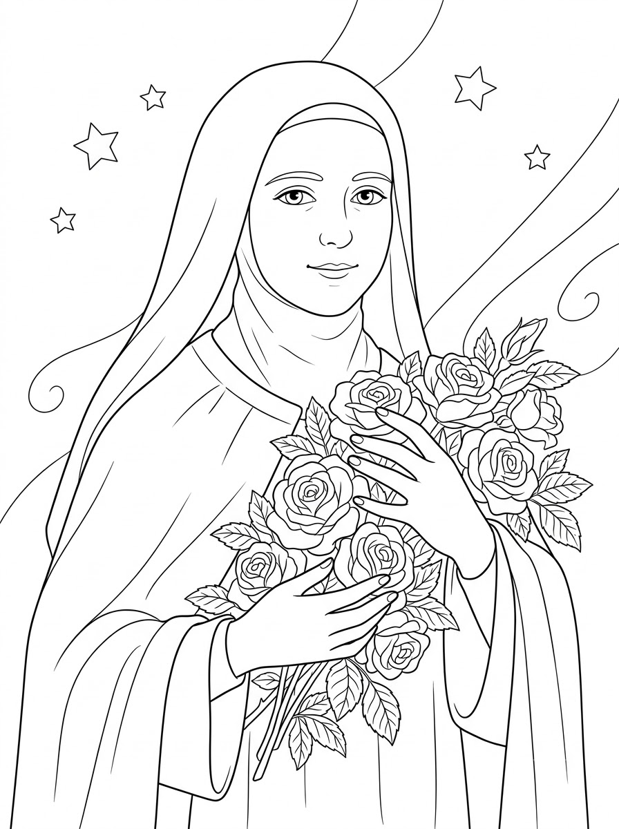disegni Santa Teresa di Lisieux da colorare gratis