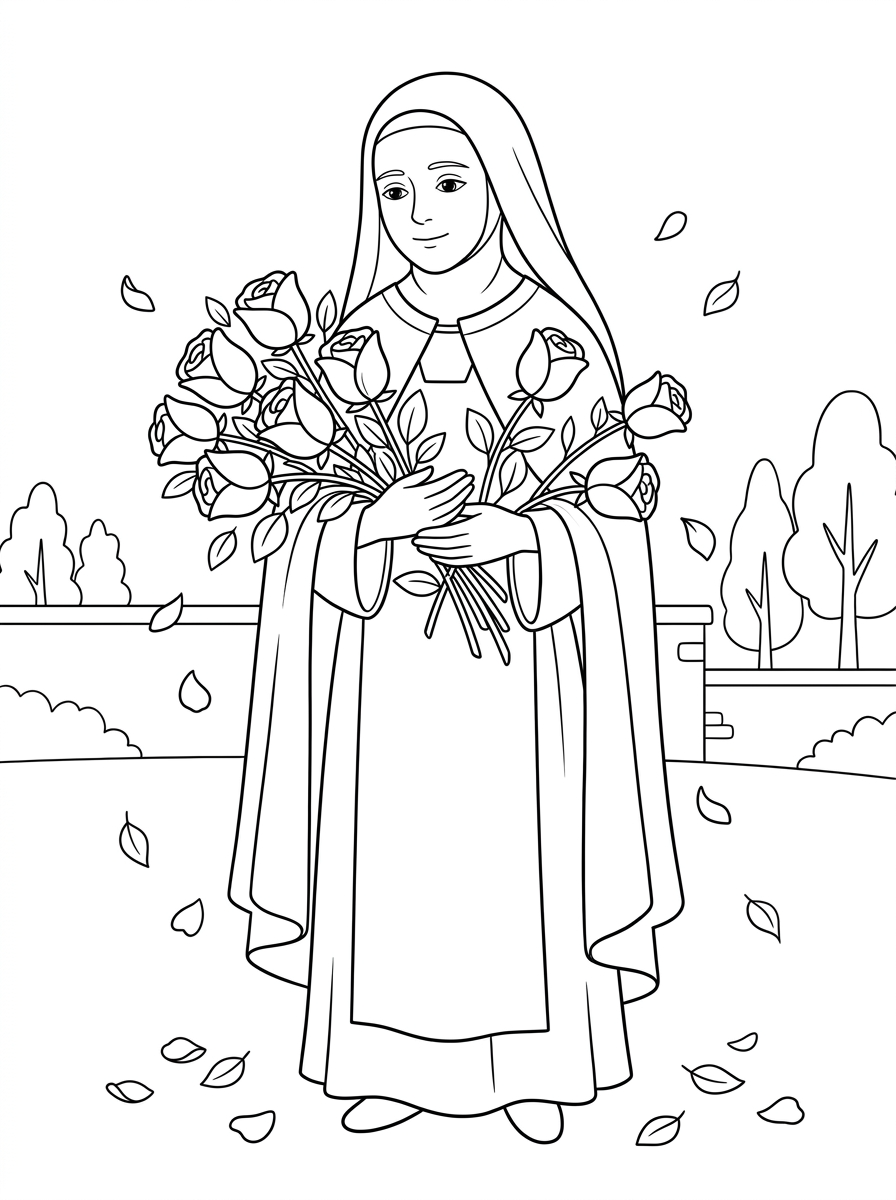 disegno Santa Teresa di Lisieux da colorare per bambini