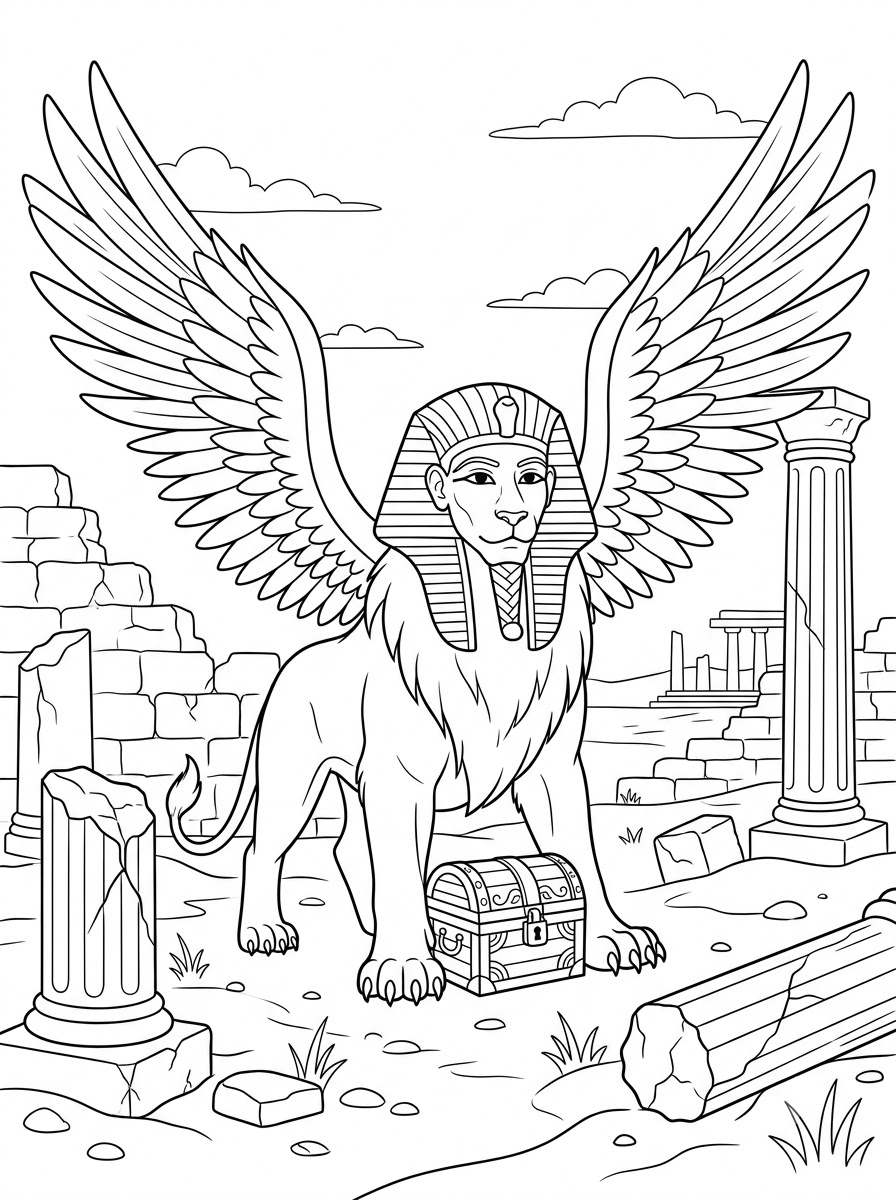 disegni facili di Sfinge da colorare