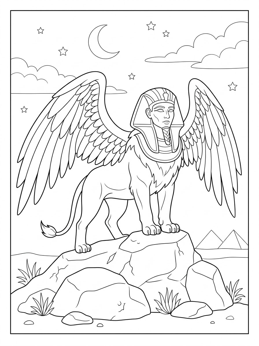 disegni facili di Sfinge da colorare 1